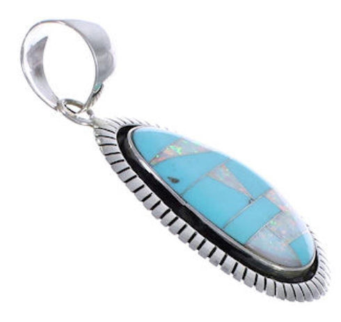 Opal Turquoise Inlay Sterling Silver Slide Pendant PX29249