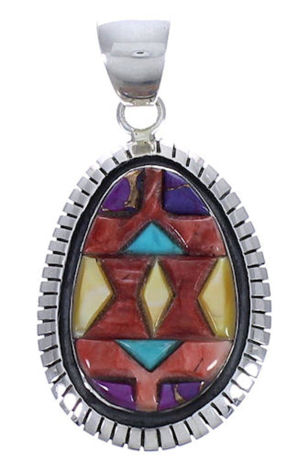 Southwestern Jewelry Multicolor Inlay Slide Pendant PX29254