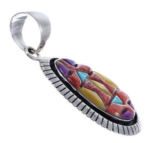 Southwestern Jewelry Multicolor Inlay Slide Pendant PX29254