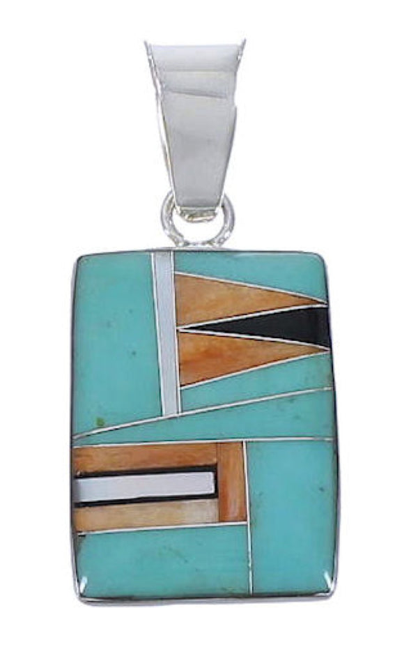 Silver Southwestern Multicolor Inlay Pendant PX29262