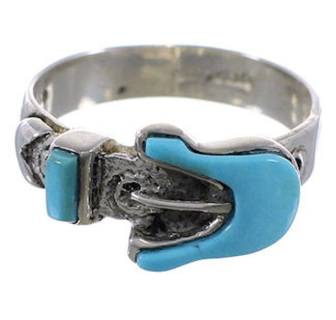 Sterling Silver Turquoise Belt Ring Size 7-1/4 EX51394