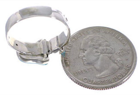 Sterling Silver Turquoise Belt Ring Size 7-1/4 EX51394