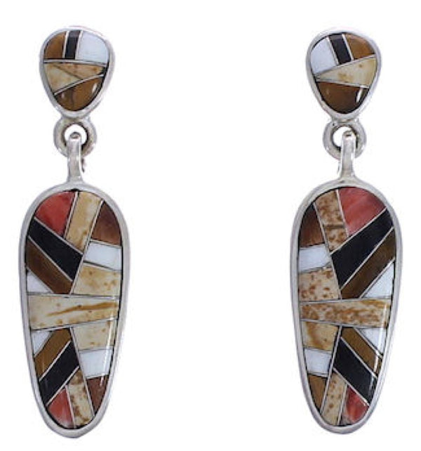 Multicolor And Sterling Silver Jewelry Post Dangle Earrings PX29999