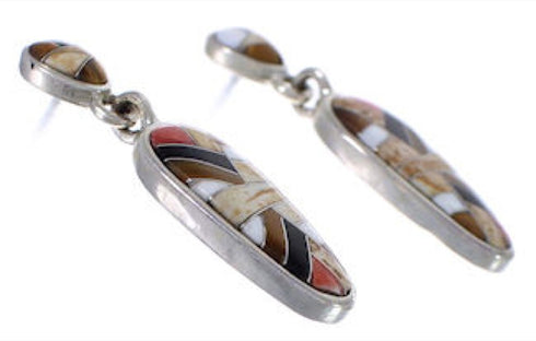 Multicolor And Sterling Silver Jewelry Post Dangle Earrings PX29999