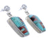 Sterling Silver Multicolor Inlay Post Dangle Earrings FX32109