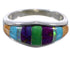 Multicolor Inlay Silver Ring Size 5-1/2 TX38193