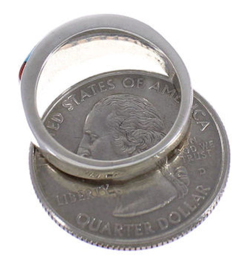 Silver Jewelry Multicolor Inlay Ring Size 6-1/2 TX38255