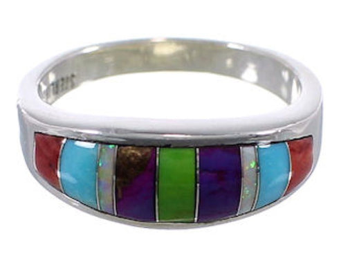 Multicolor Southwest Genuine Sterling Silver Ring Size 6-1/2 TX38257