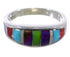 Multicolor Southwest Genuine Sterling Silver Ring Size 6-1/2 TX38257