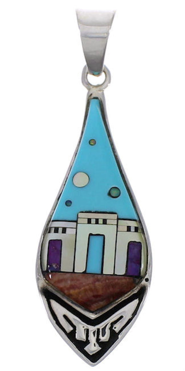 Multicolor Native American Pueblo Design Southwest Pendant EX31231