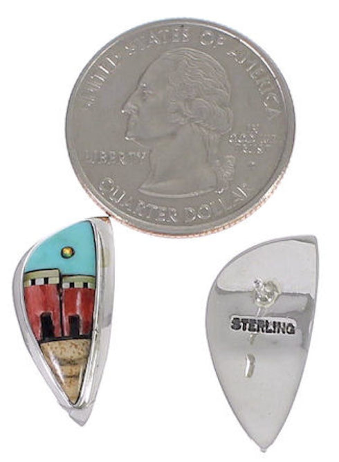 Native American Village Design Multicolor Southwest Earrings EX31235
