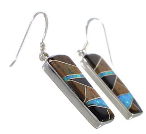 Multicolor Inlay Sterling Silver Jewelry Hook Dangle Earrings PX31669