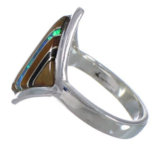 Southwest Sterling Silver Jewelry Multicolor Ring Size 7-3/4 UX34300