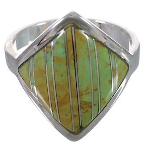 Genuine Sterling Silver Turquoise Inlay Ring Size 5 UX34307
