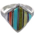 Authentic Sterling Silver Multicolor Inlay Ring Size 5-3/4 UX34349