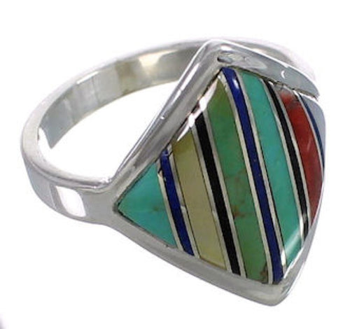 Genuine Sterling Silver Jewelry Multicolor Ring Size 8-1/4 UX34365