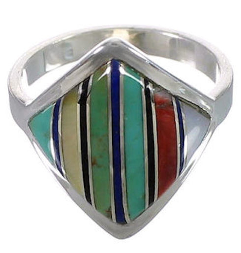 Genuine Sterling Silver Jewelry Multicolor Ring Size 8-1/4 UX34365