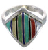 Genuine Sterling Silver Jewelry Multicolor Ring Size 8-1/4 UX34365
