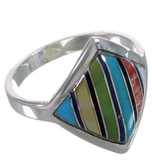 Southwest Sterling Silver And Multicolor Ring Size 5 UX34366