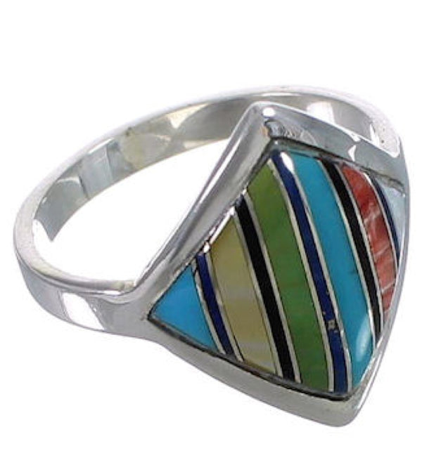 Southwest Sterling Silver And Multicolor Ring Size 5 UX34366