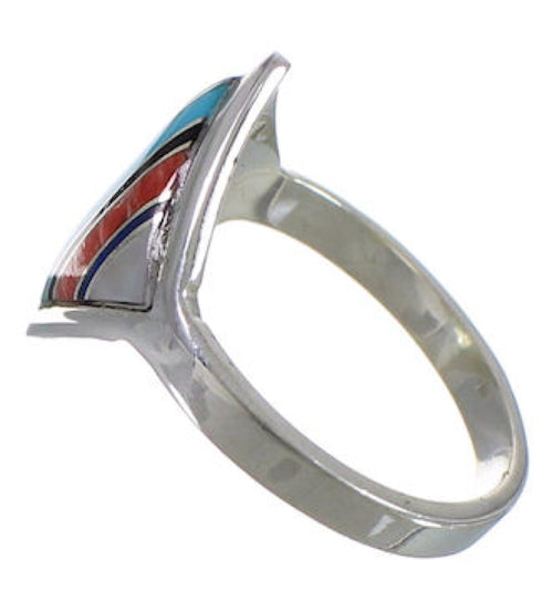 Southwest Sterling Silver And Multicolor Ring Size 5 UX34366