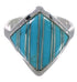 Turquoise Inlay Genuine Sterling Silver Ring Size 8-1/4 UX34401