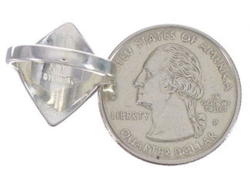 Turquoise Inlay Sterling Silver Jewelry Ring Size 8-1/2 UX34403