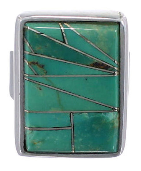 Sturdy Turquoise Authentic Sterling Silver Ring Size 6-3/4 WX37423