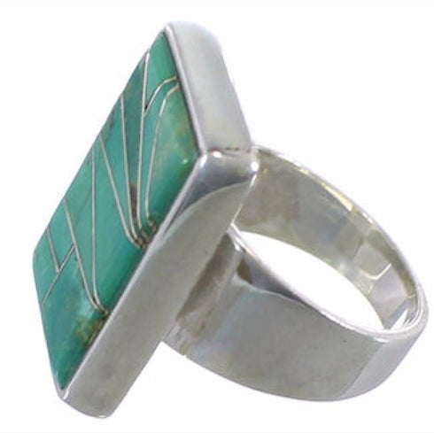 Sturdy Turquoise Authentic Sterling Silver Ring Size 6-3/4 WX37423