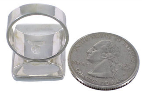 Sturdy Turquoise Authentic Sterling Silver Ring Size 6-3/4 WX37423