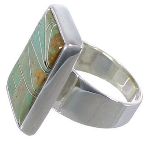 Sturdy Turquoise And Silver Ring Size 6-3/4 WX37426