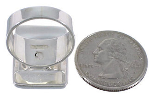 Sturdy Turquoise And Silver Ring Size 6-3/4 WX37426