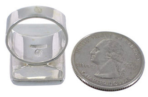 Heavy Turquoise And Southwest Sterling Silver Ring Size 8-1/4 WX37557