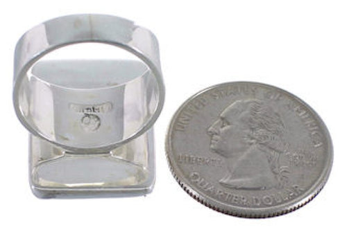 Well-Built Multicolor Inlay And Silver Ring Size 5-1/2 WX37726