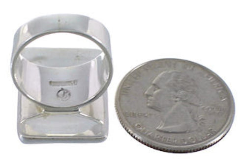 Heavy Multicolor Southwest Silver Ring Size 7-1/4 WX37739