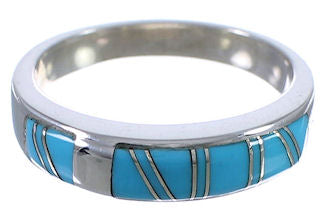 Southwest Turquoise Sterling Silver Ring Size 6-3/4 EX61289