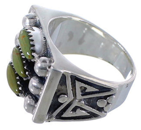 Southwest Silver Turquoise Strudy Needlepoint Ring Size 4-3/4 VX37034