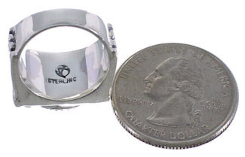 Southwest Silver Turquoise Strudy Needlepoint Ring Size 4-3/4 VX37034