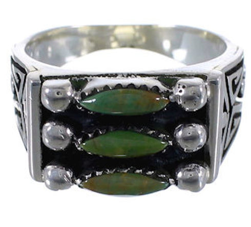 Substantial Turquoise Silver Needlepoint Ring Size 8-1/2 VX37067