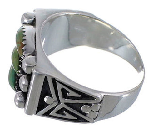 Substantial Turquoise Silver Needlepoint Ring Size 8-1/2 VX37067