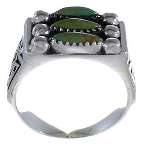 Substantial Turquoise Silver Needlepoint Ring Size 8-1/2 VX37067