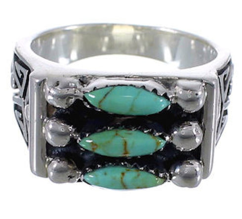 Well Built Turquoise Needlepoint Silver Ring Size 5-1/2 VX37074