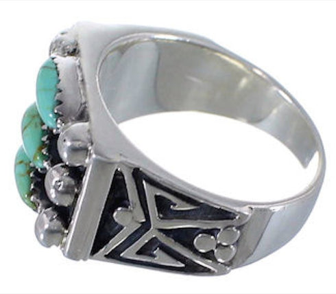 Well Built Turquoise Needlepoint Silver Ring Size 8-1/2 VX37084
