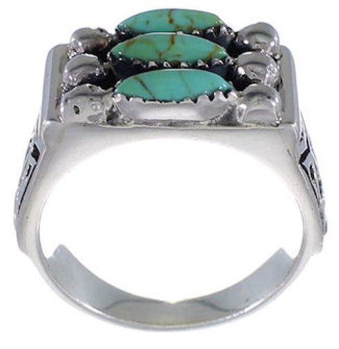 Well Built Turquoise Needlepoint Silver Ring Size 8-1/2 VX37084
