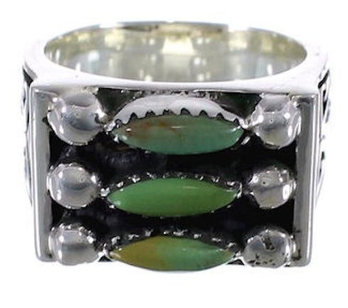 Sturdy Turquoise Needlepoint Silver Jewelry Ring Size 5-3/4 VX37102