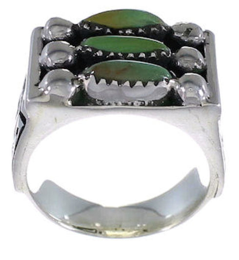Sturdy Turquoise Needlepoint Silver Jewelry Ring Size 5-3/4 VX37102