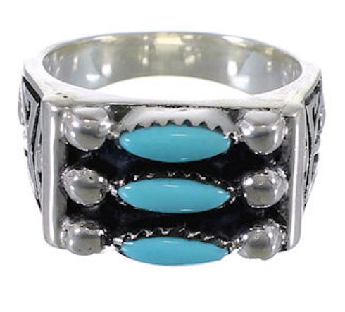 Southwest Silver Heavy Turquoise Needlepoint Ring Size 8-1/4 VX37169