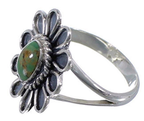 Southwest Turquoise Sterling Silver Flower Ring Size 6 VX37273