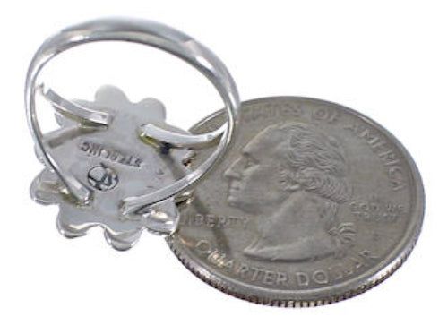 Southwest Turquoise Sterling Silver Flower Ring Size 6 VX37273