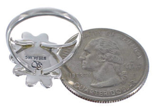 Authentic Sterling Silver Turquoise Flower Ring Size 6-1/4 VX37276